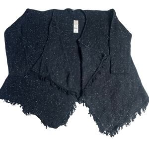 NYDJ Plus Size Black/White Open, Fringe Bottom, Cardigan NWT- 0X